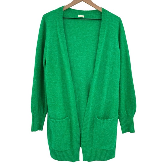 Next Cardigan Sweater Solid Grass Green Open Front Pockets | Size 15 Year XS/S - Picture 1 of 9